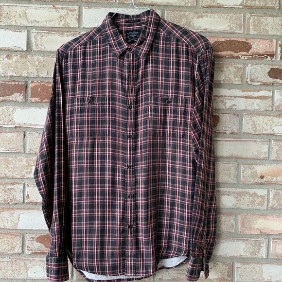 Medium Lucky Brand Red-Black LS Shirt - Picture 3 of 7